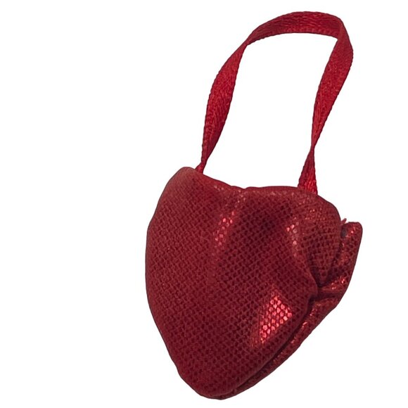Mini Red Sparkle Heart strawberry Shaped Bag With Handle For Doll Accessories Ti - Picture 3 of 5